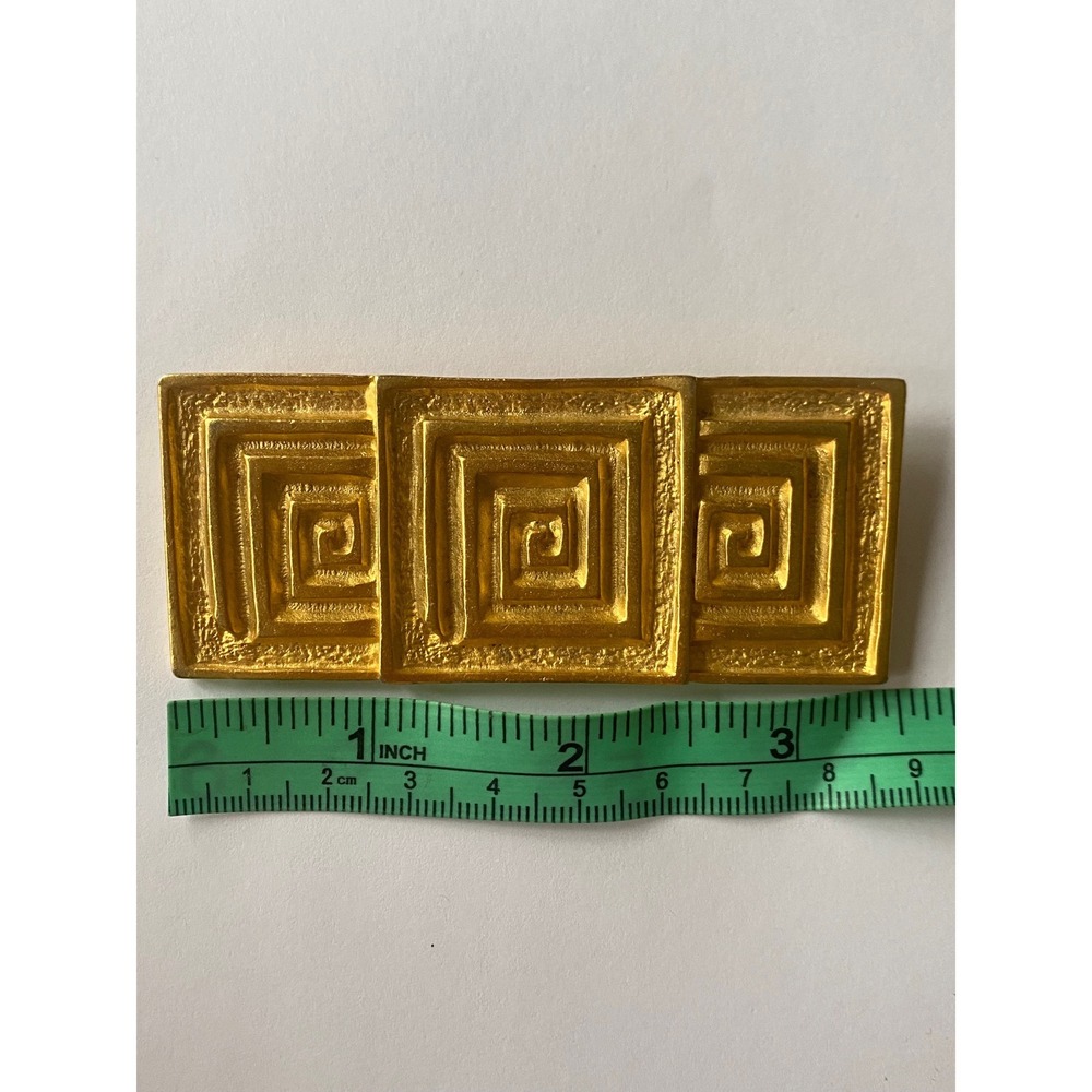 Vintage Christian Dior Gold Greek Key Spiral Brooch‎ Geometric Statement Pin - Picture 6 of 6